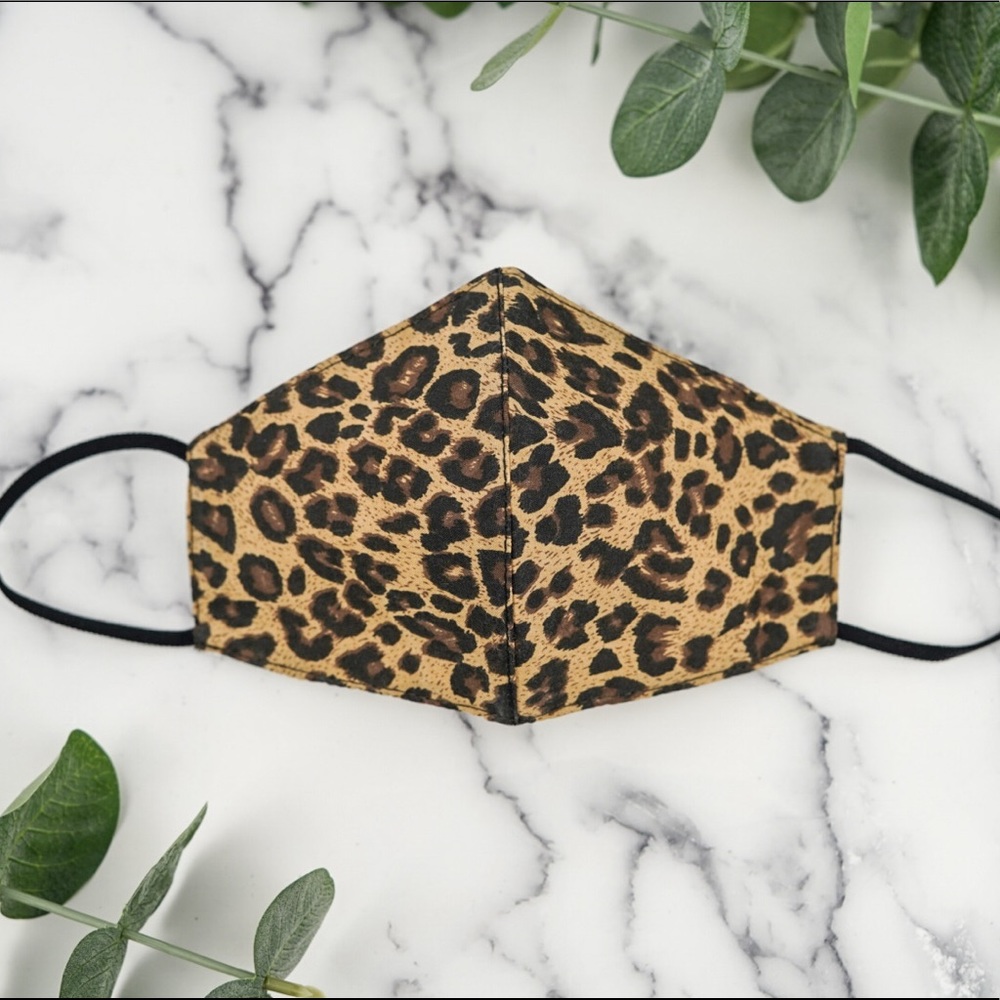 Leopard, 3 layers face mask /w filter pockets